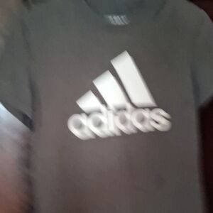 adidas Black Tee with White Logo - Kids Short Sleeve